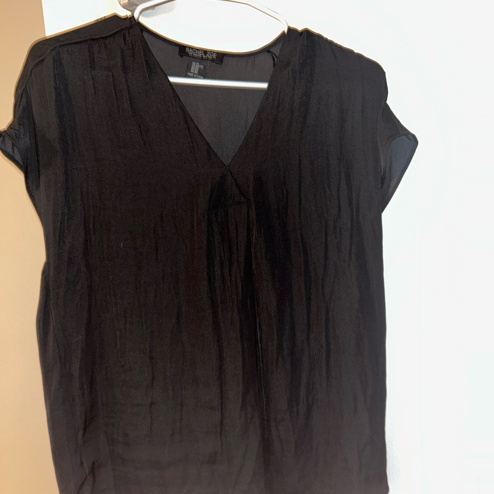 Black V-Neck Women's Top